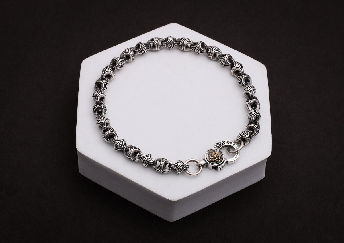 Oxidised silver bracelet mens
