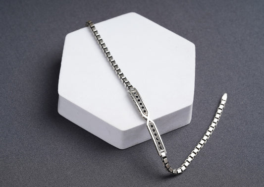 Towering Box Sterling Silver Link Bracelet For Men By Orionz Jewels