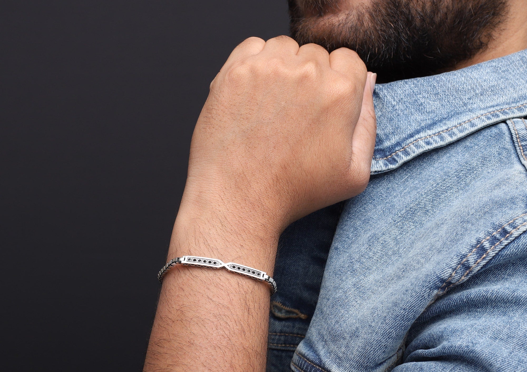 Towering Box Sterling Silver Link Bracelet For Men By Orionz Jewels