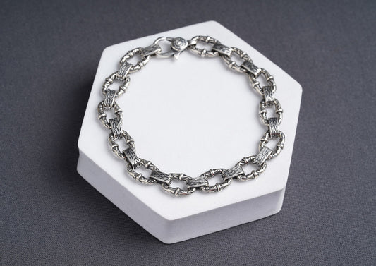Victorian Oxidised Silver Bracelet For Men By Orionz Jewels