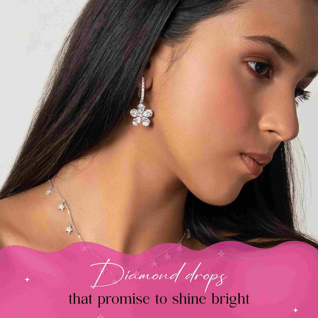 Faux diamond drop shop earrings