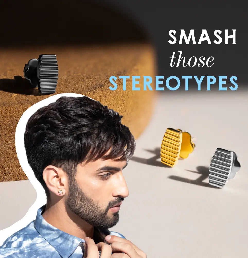 A man wearing a bold men's earring