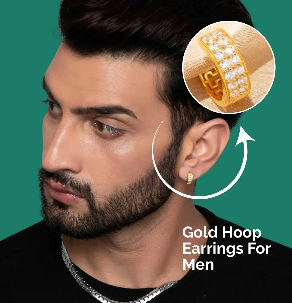 mens gold earrings hoops