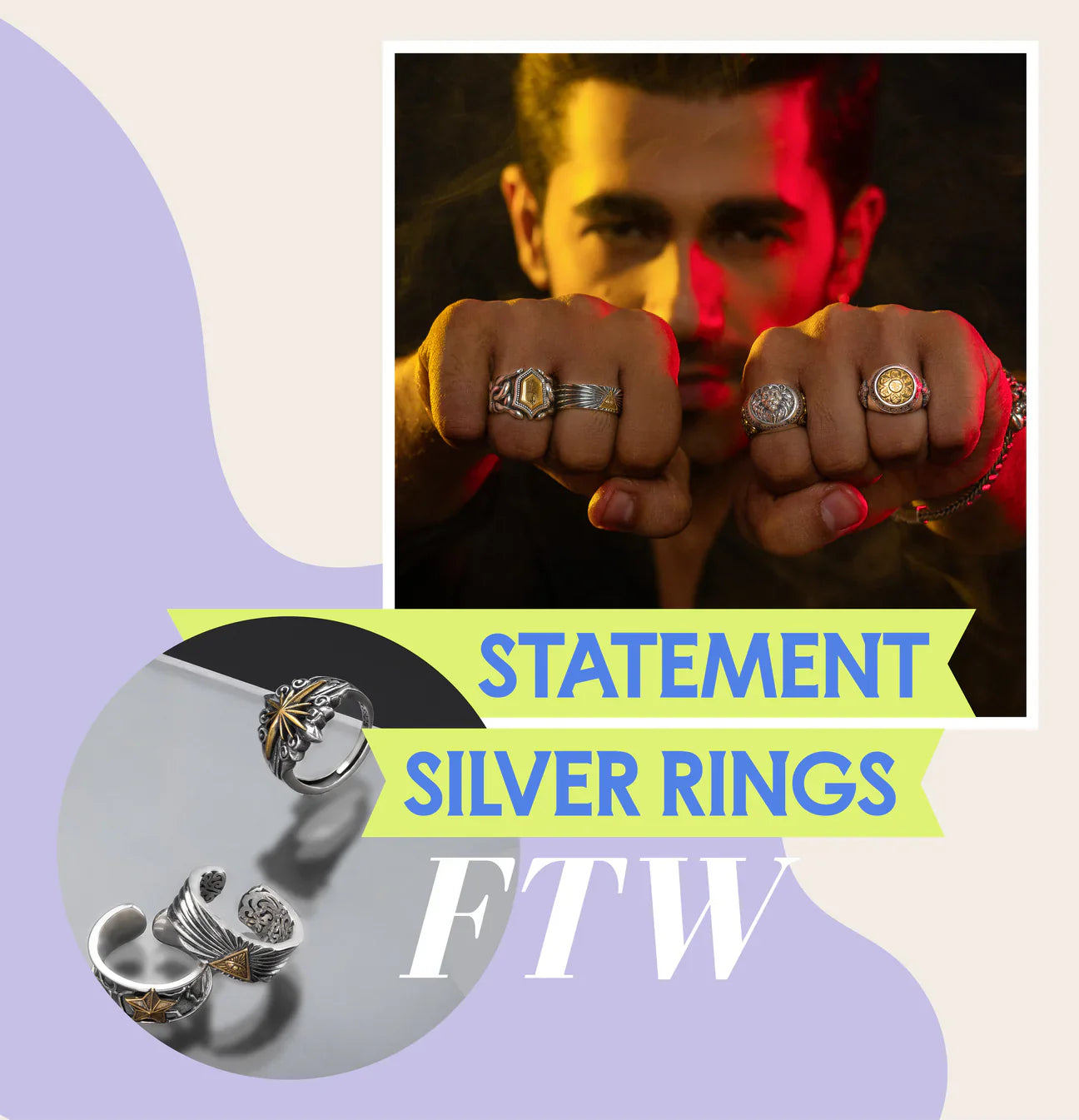 Silver Rings Men Set Make an Impact with Chunky Silver Rings for Men