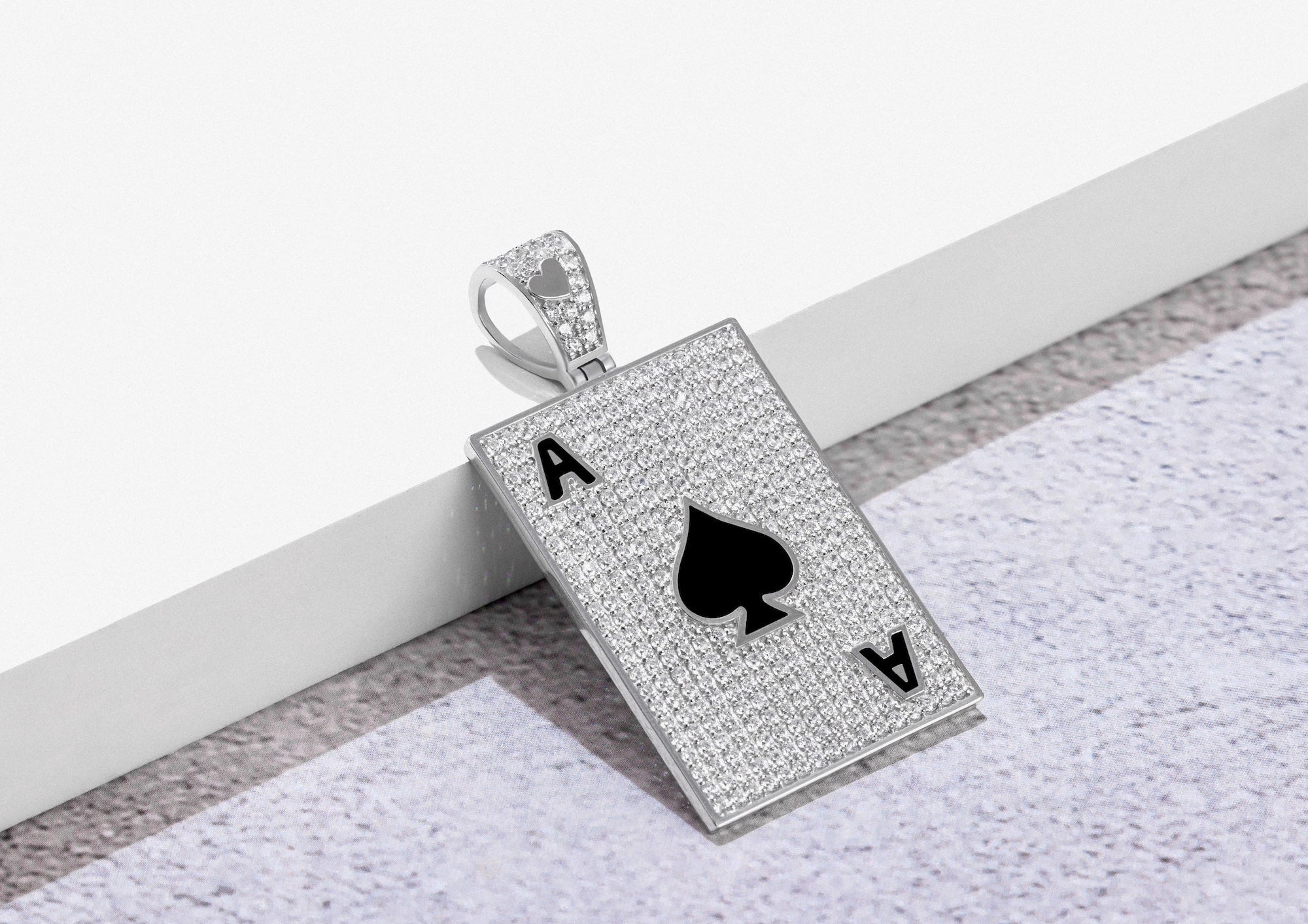 Ace Of Spades Pendant 925 Silver No Chain White