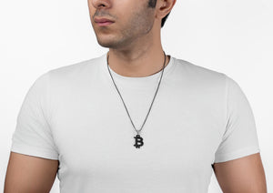 Bitcoin Monogram 925 Silver Pendant for Men | Orionz Jewels