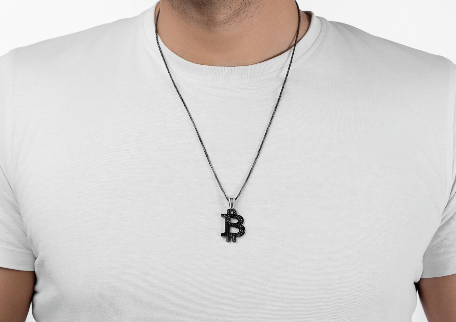 Bitcoin Monogram Pendant In Sterling Silver By Orionz Jewels