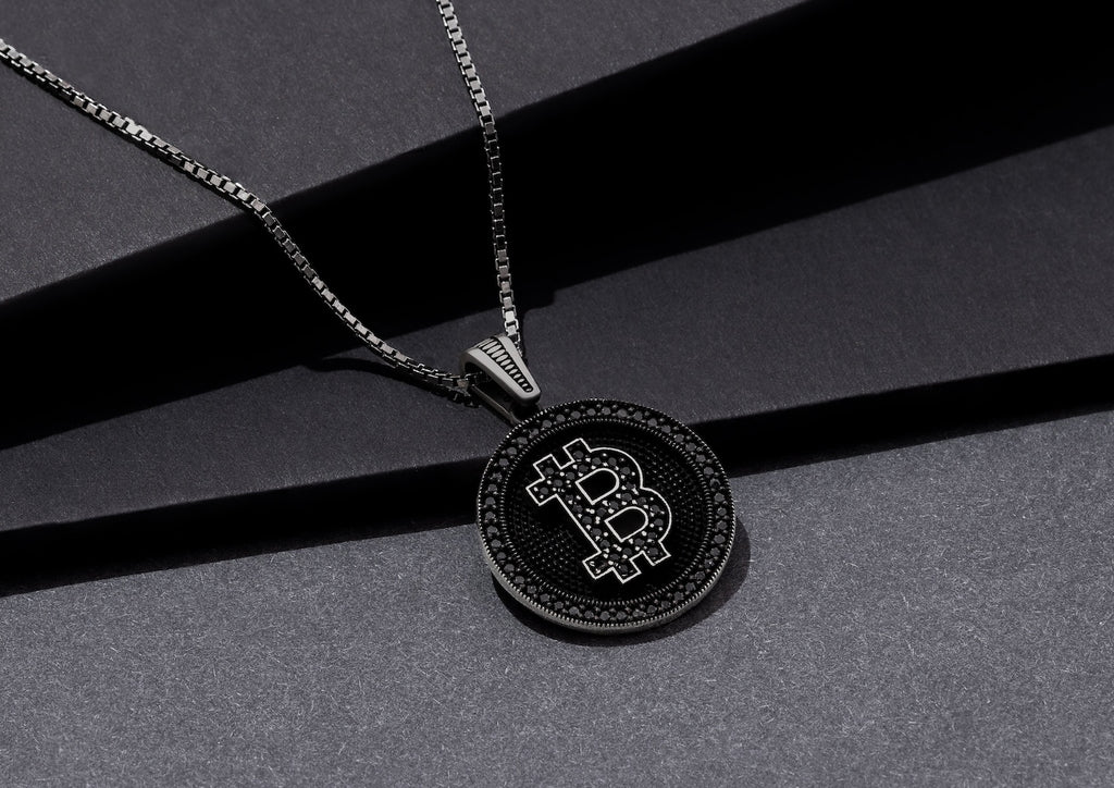 Black Iced Bitcoin Pendant By Orionz Jewels