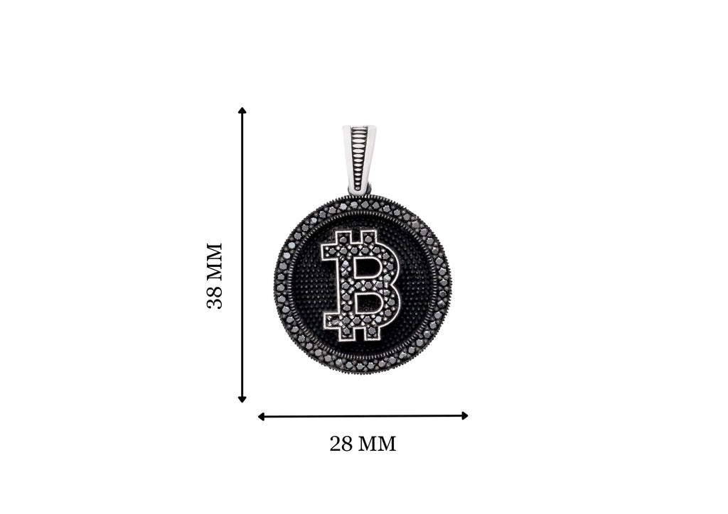 Black Iced Bitcoin Pendant By Orionz Jewels