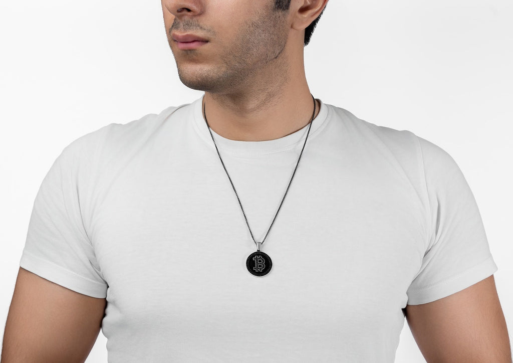 Black Iced Bitcoin Pendant By Orionz Jewels