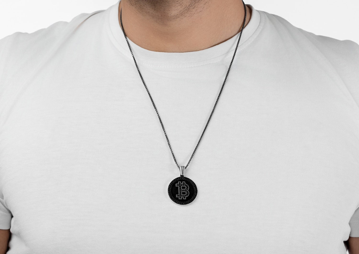 Black Iced Bitcoin Pendant By Orionz Jewels