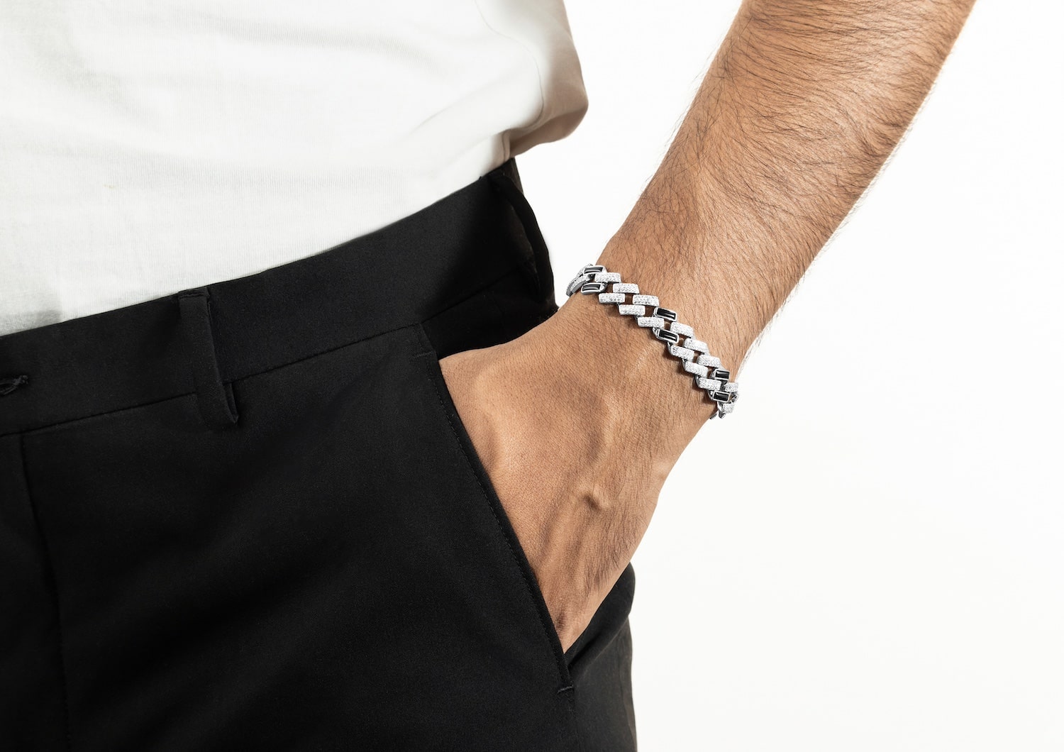 Black Iced Cuban Link Bracelet For Men By Orionz Jewels