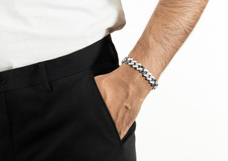 Black Iced Cuban Link Bracelet For Men By Orionz Jewels