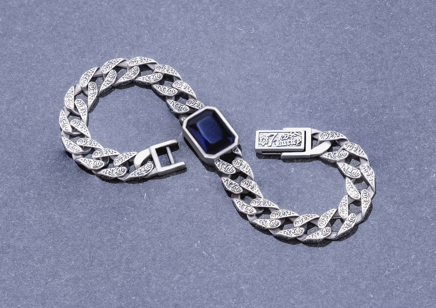 Blue Stone Cuban Bracelet For Men By Orionz Jewels