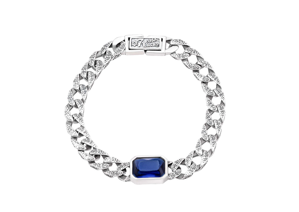 Blue Stone Cuban Bracelet For Men By Orionz Jewels