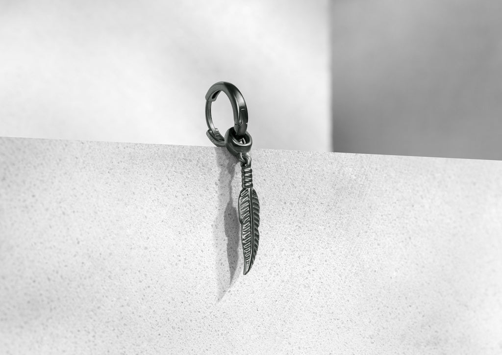 Boho Feather Dangle Earring For Men By Orionz Jewels