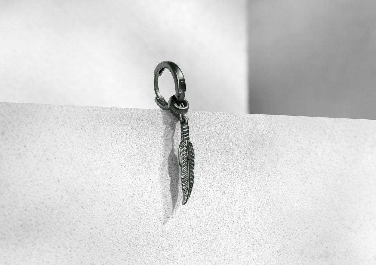 Boho Feather Dangle Earring For Men By Orionz Jewels