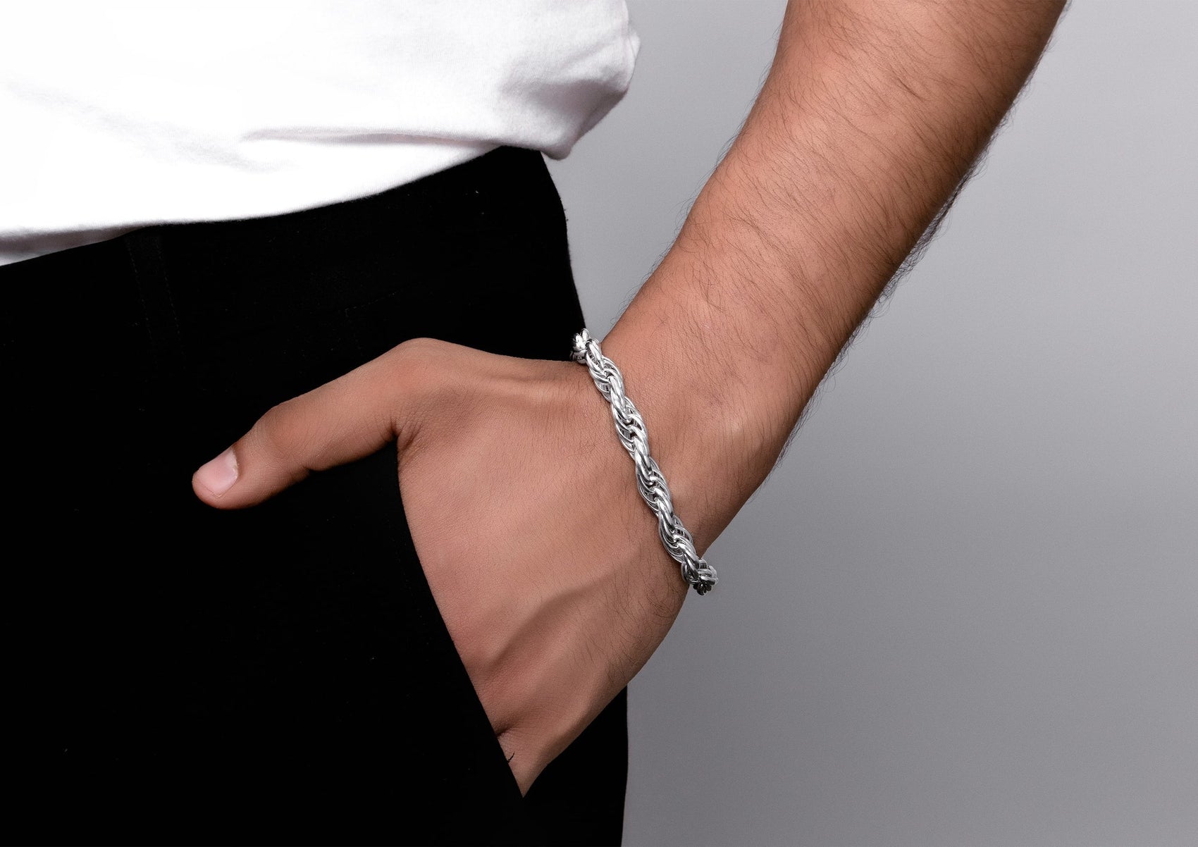 Chunky Rope 925 Sterling Silver Bracelet For Men By Orionz Jewels