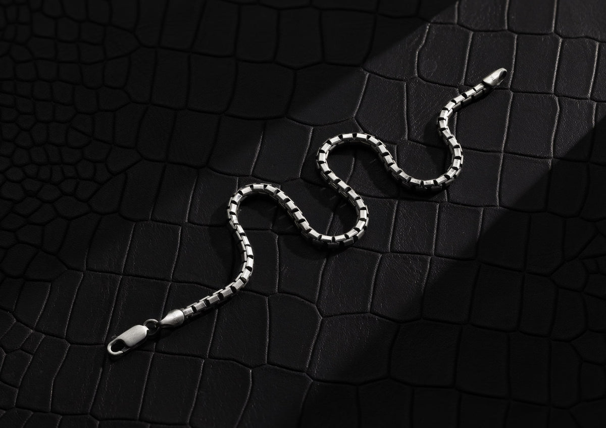 Classic Box Link Silver Bracelet By Orionz Jewels