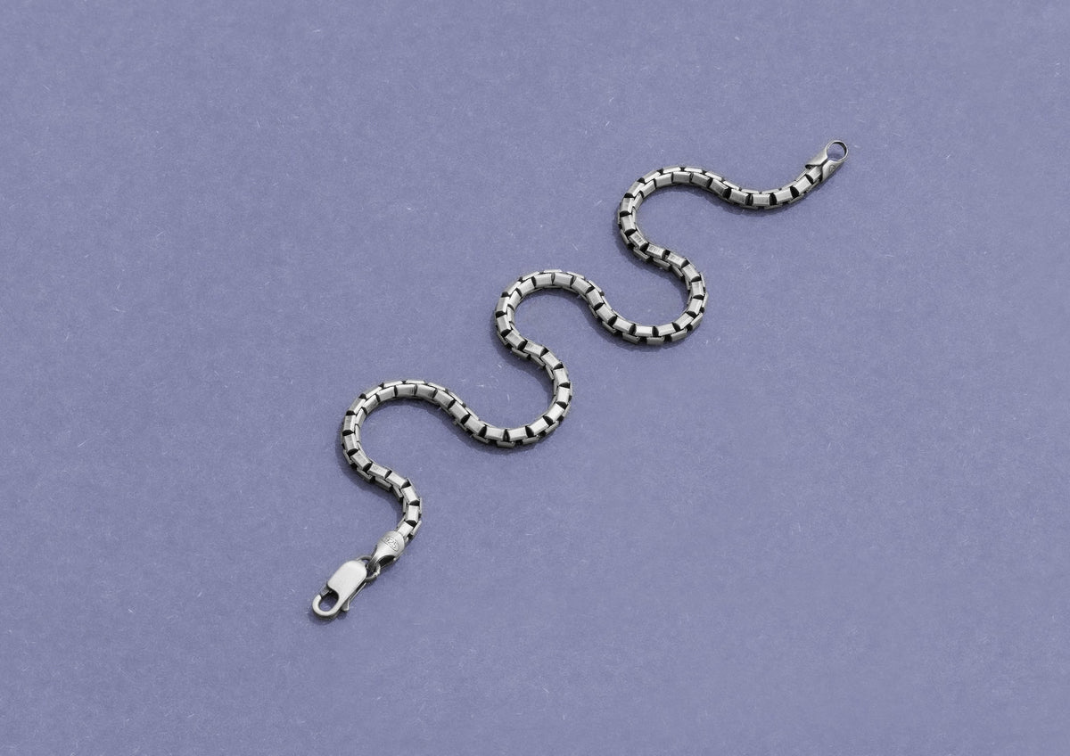 Classic Box Link Silver Bracelet By Orionz Jewels