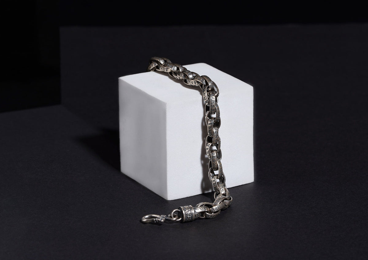 Cosmic Chant Oxidised Silver Bracelet For Men By Orionz Jewels