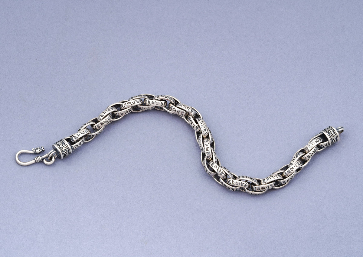 Cosmic Chant Oxidised Silver Bracelet For Men By Orionz Jewels