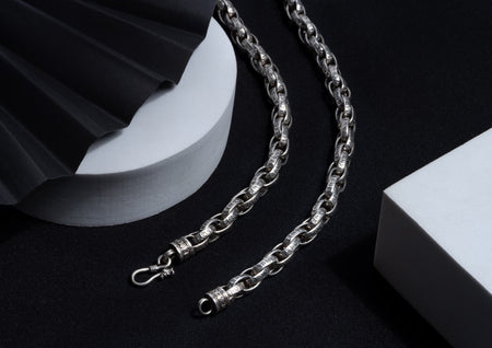 Cosmic Chant Oxidised Silver Chain For Men By Orionz Jewels
