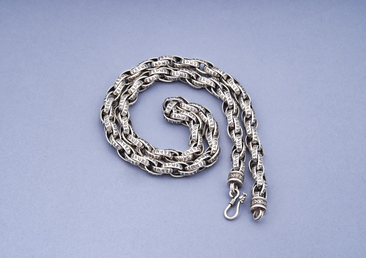 Cosmic Chant Oxidised Silver Chain For Men By Orionz Jewels