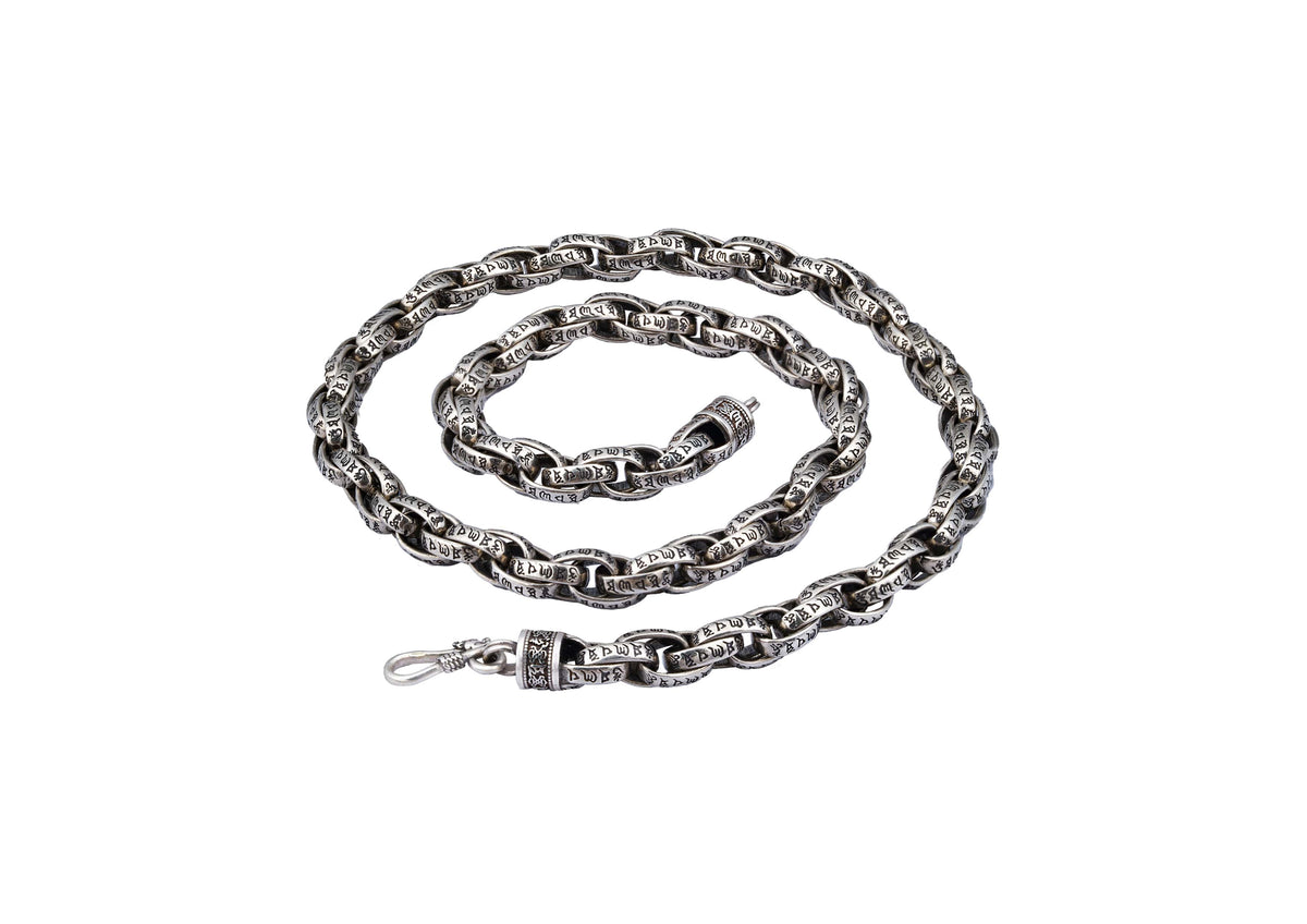 Cosmic Chant Oxidised Silver Chain For Men By Orionz Jewels