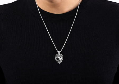 Eagle Shield Silver Pendant And Locket For Men By Orionz Jewels