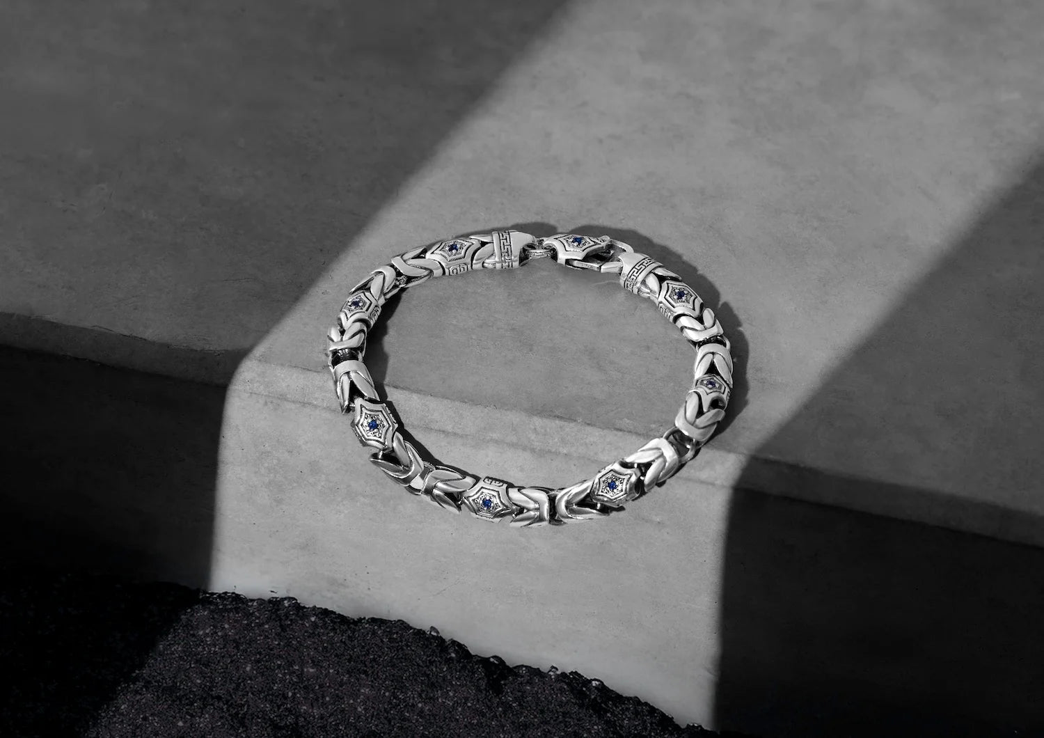 Hexa Crown Bracelet For Men In Blue Stone