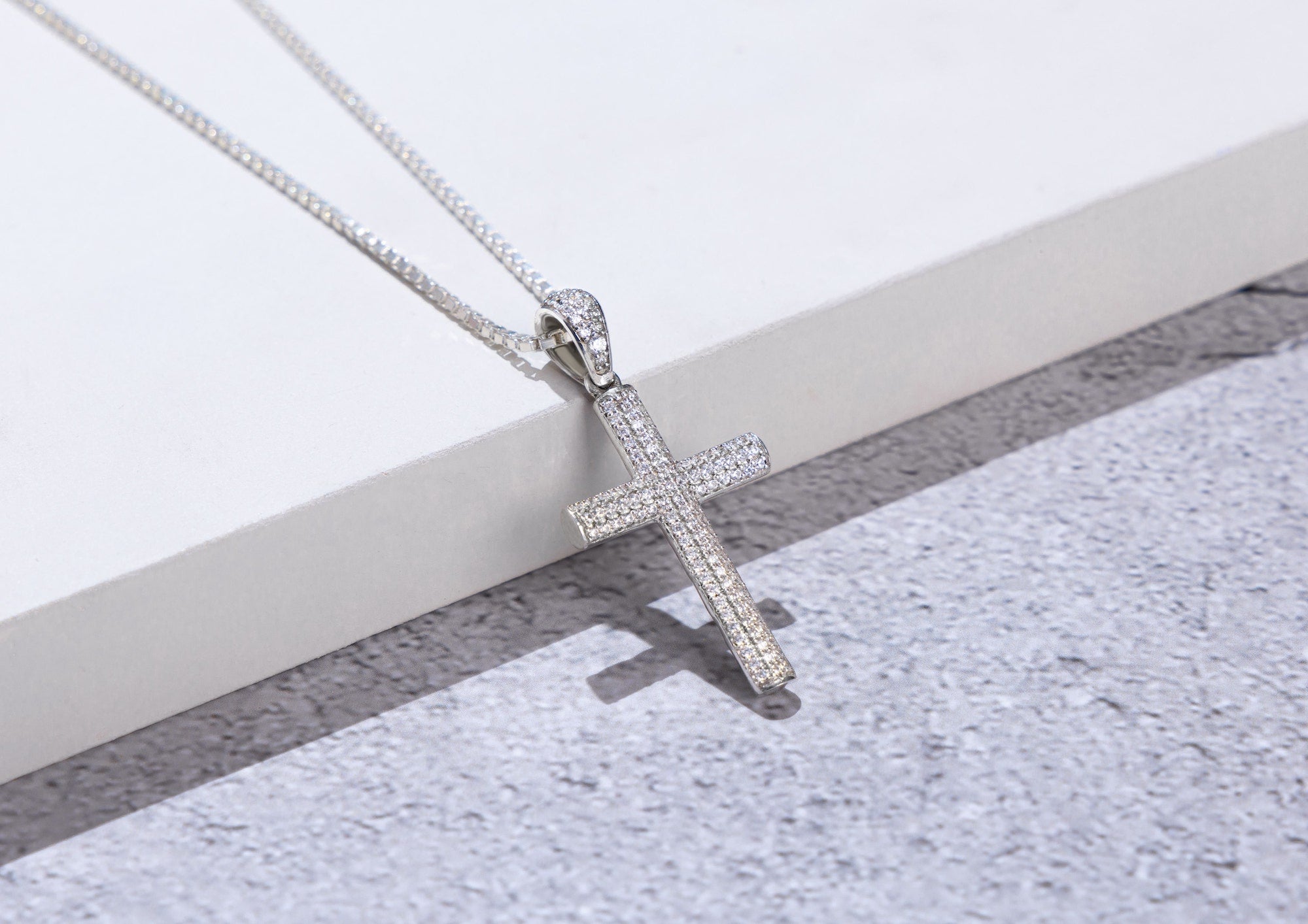 Men's Iced Out Silver Cross Pendant With Chain Orionz Jewels