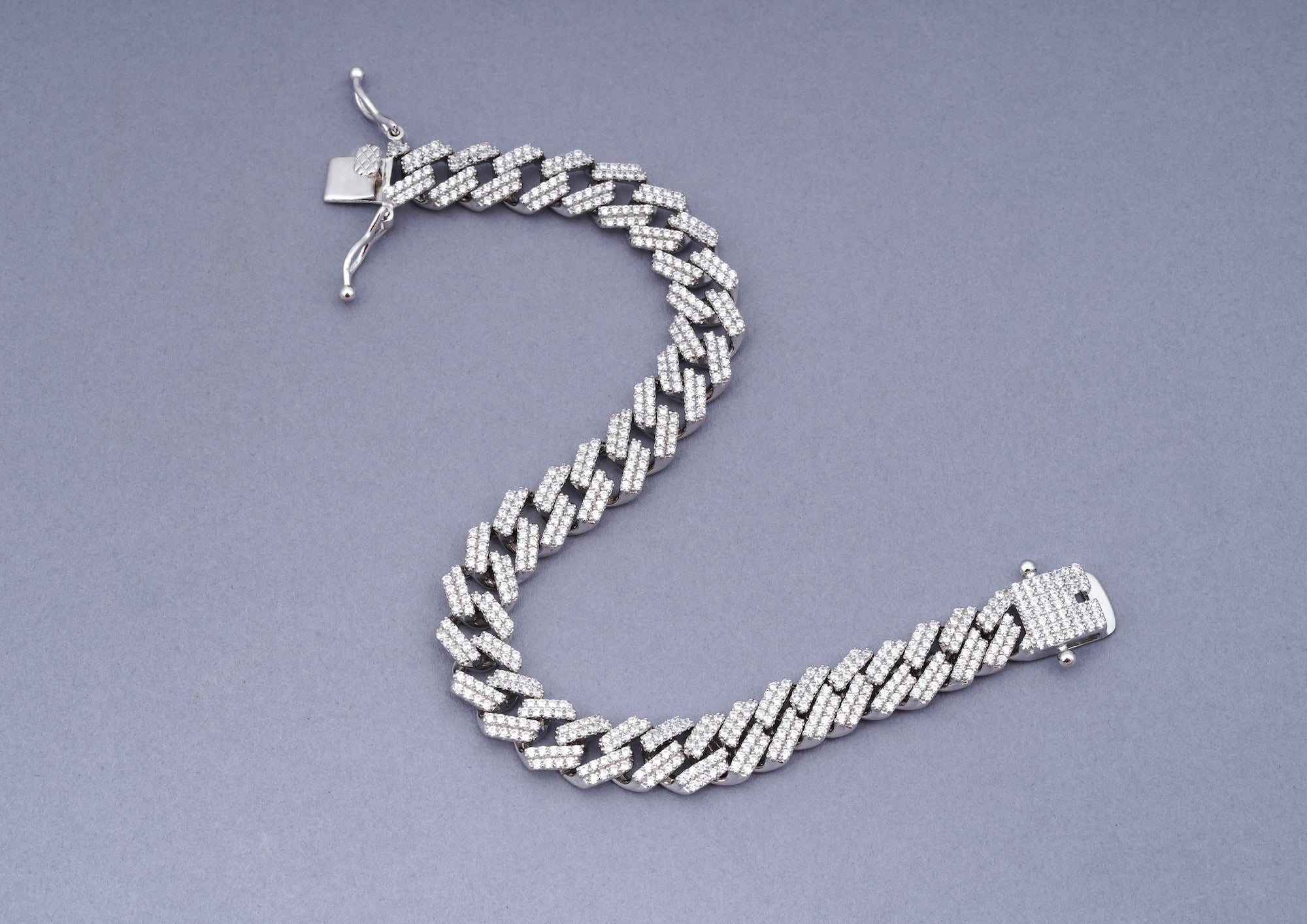 Cuban Link Bracelet | Baguette Prong & White Gold - 6 ICE