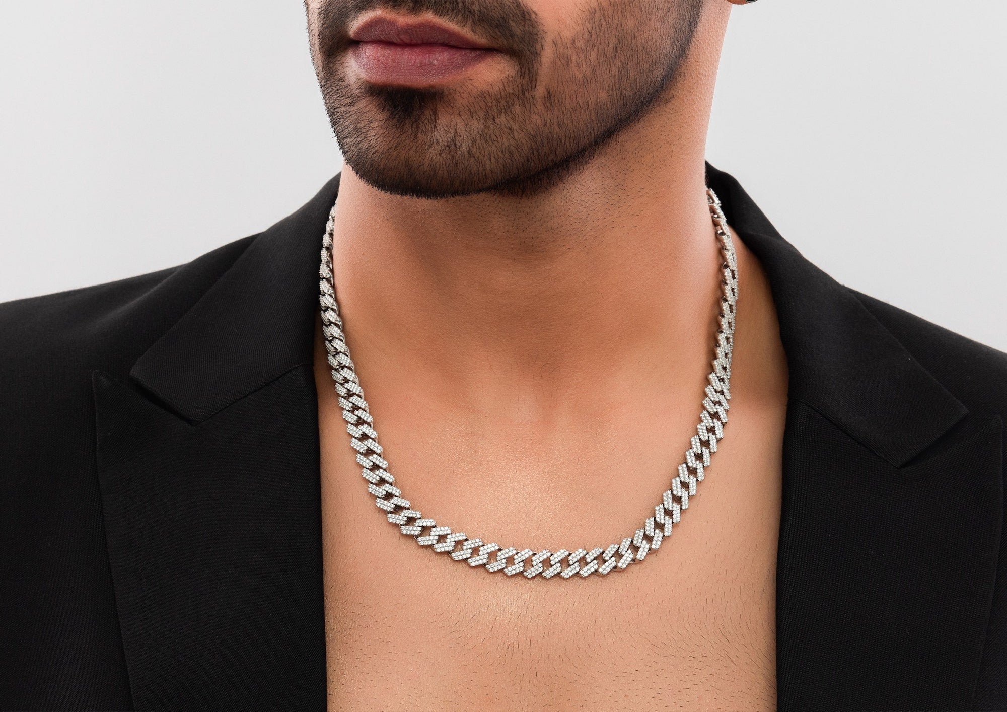 Iced out silver cuban chain top