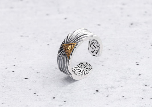 Eye Of Providence Illuminati Ring In Oxidised Silver By Orionz Jewels