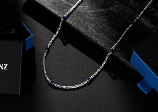 Indigo Crown Link Chain For Men By Orionz Jewels