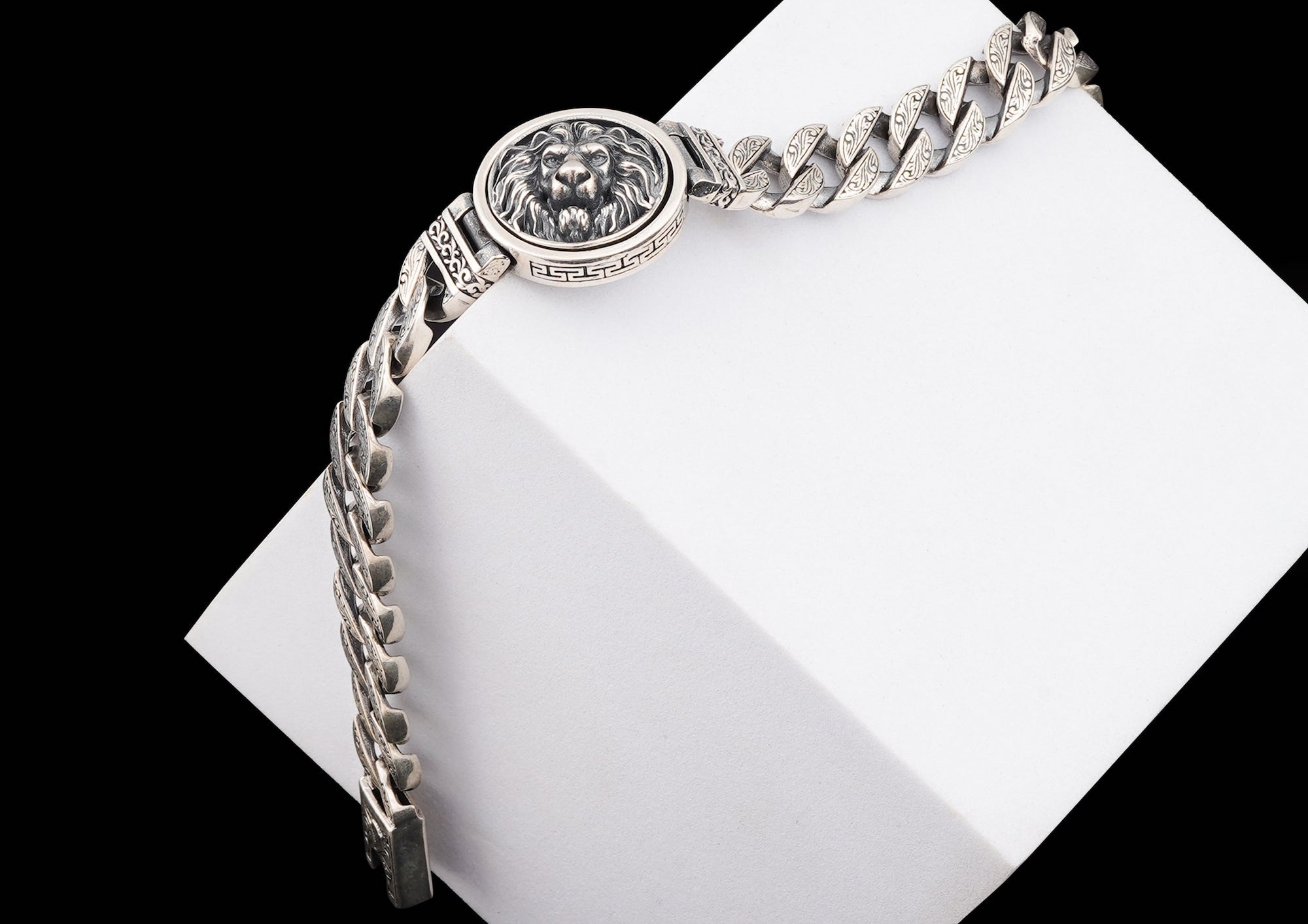 92.5 Silver Bracelet Center Flower Three Lines Round CZ In White Gold ~  CaratCafe – CaratCafeInd