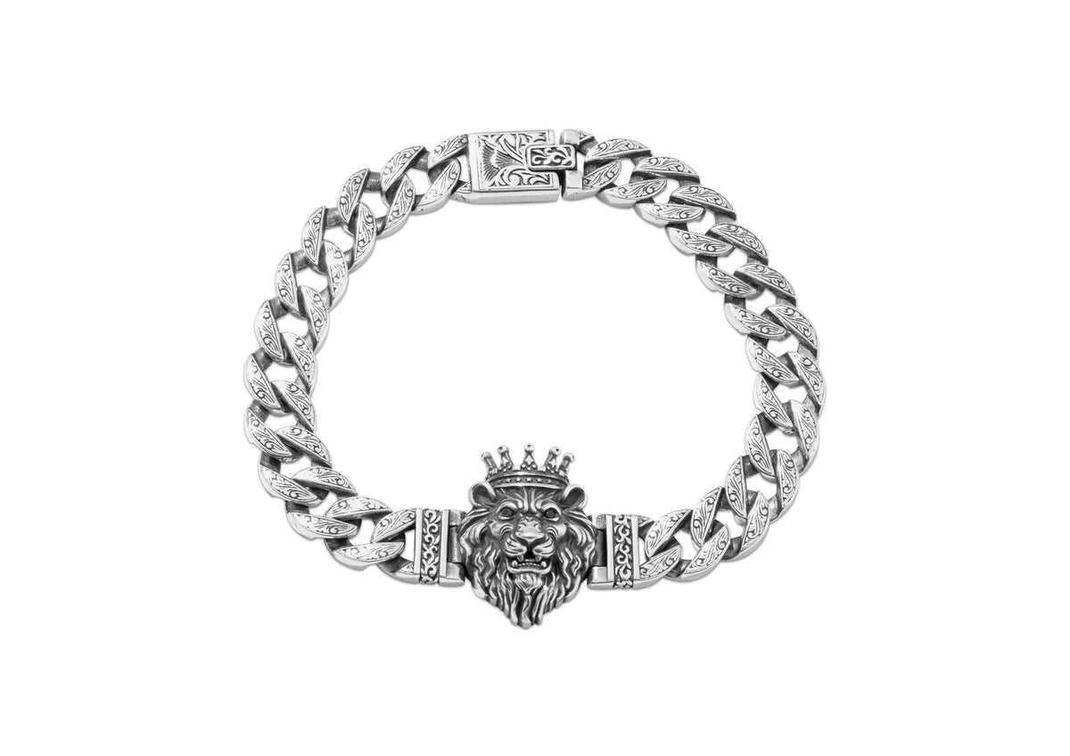 Lion King Oxidised Silver Bracelet For Men By Orionz Jewels