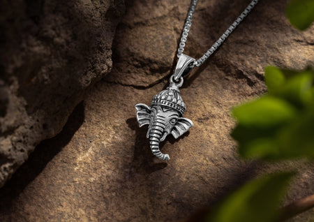 Lord Ganesh Face Pendant In Silver By Orionz Jewels