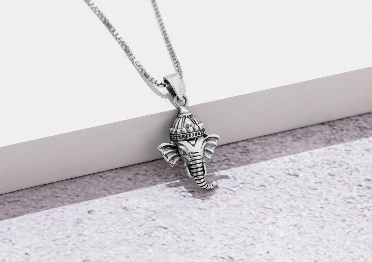 Lord Ganesh Face Pendant In Silver By Orionz Jewels