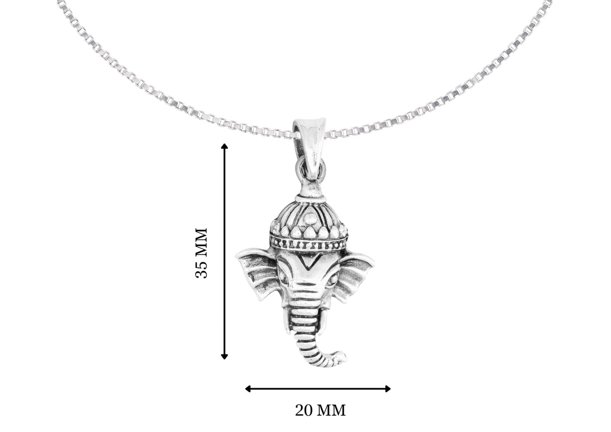 Lord Ganesh Face Pendant In Silver By Orionz Jewels