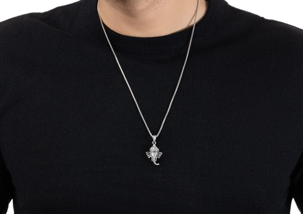 Lord Ganesh Face Pendant In Silver By Orionz Jewels