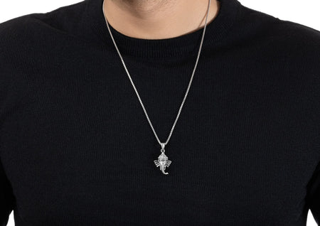 Lord Ganesh Face Pendant In Silver By Orionz Jewels