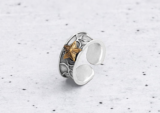 Lucky Star Oxidised Silver Ring For Men By Orionz Jewels