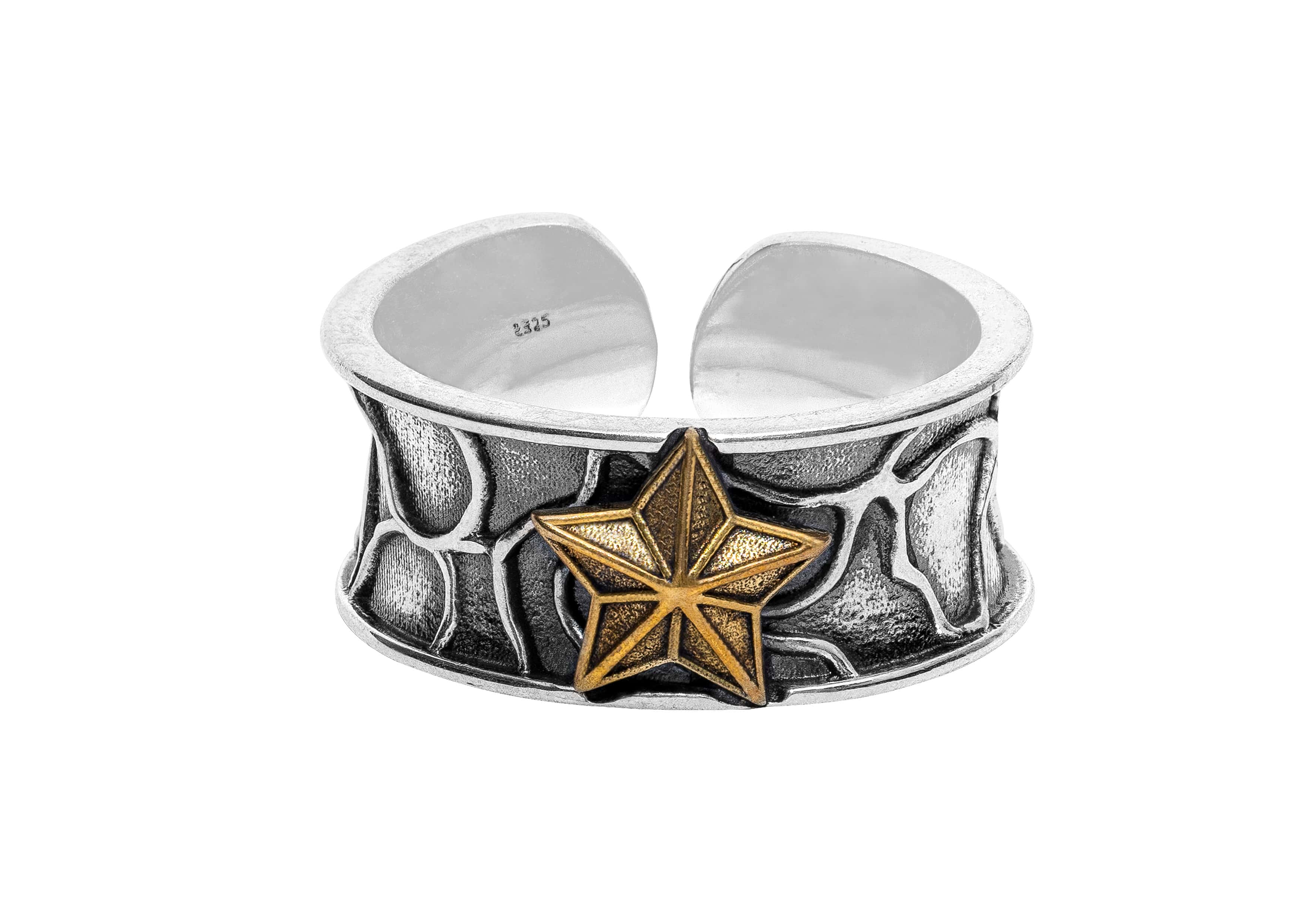 Lucky Star Oxidised Silver Ring For Men By Orionz Jewels