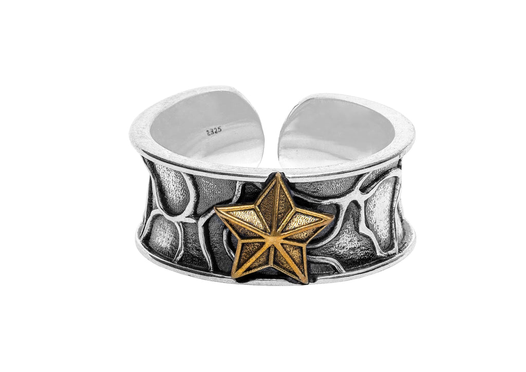 Lucky Star Oxidised Silver Ring For Men By Orionz Jewels
