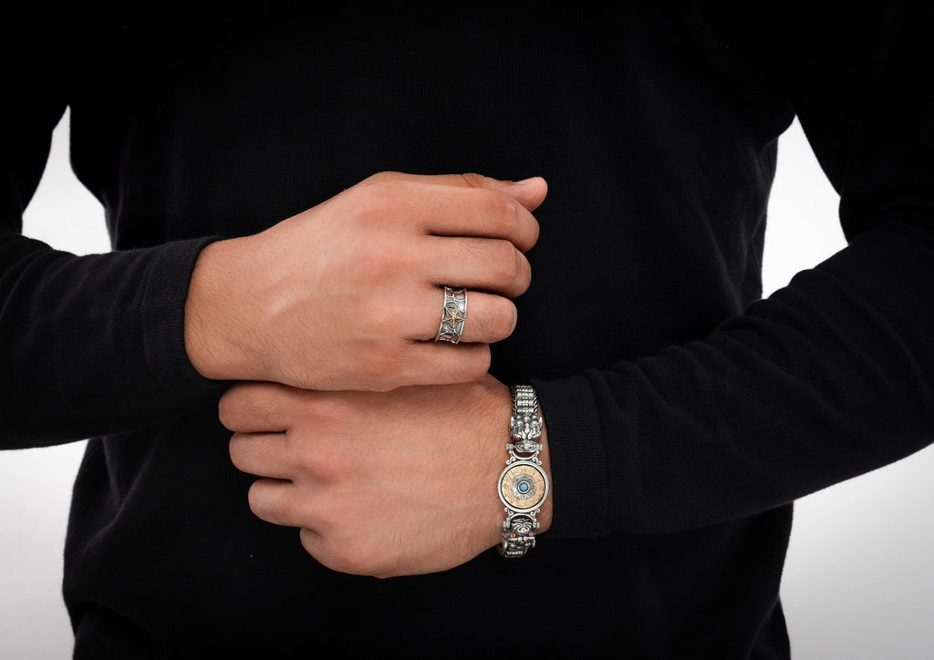 Lucky Star Oxidised Silver Ring For Men By Orionz Jewels