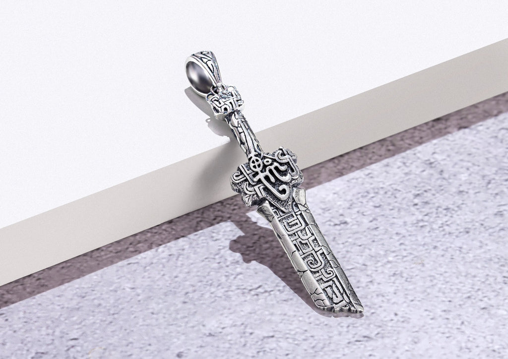 Narsil Sword Oxidised Pendant For Men In Silver By Orionz Jewels
