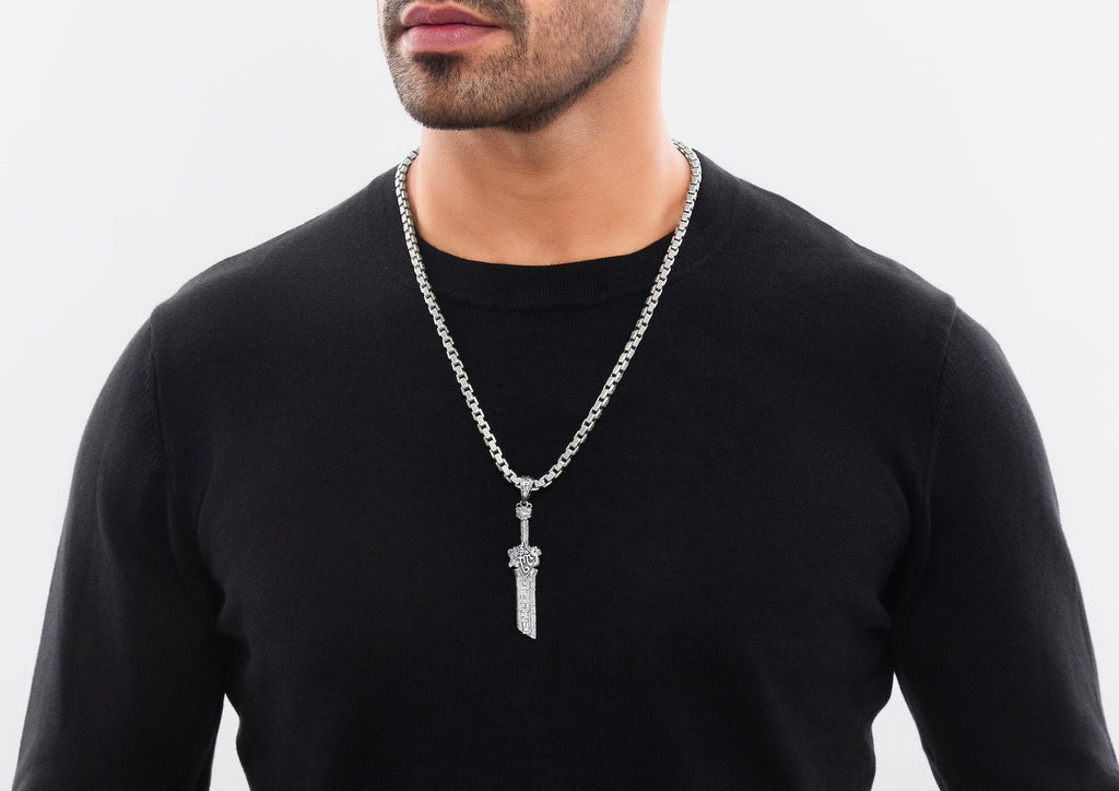 Narsil Sword Oxidised Pendant For Men In Silver By Orionz Jewels