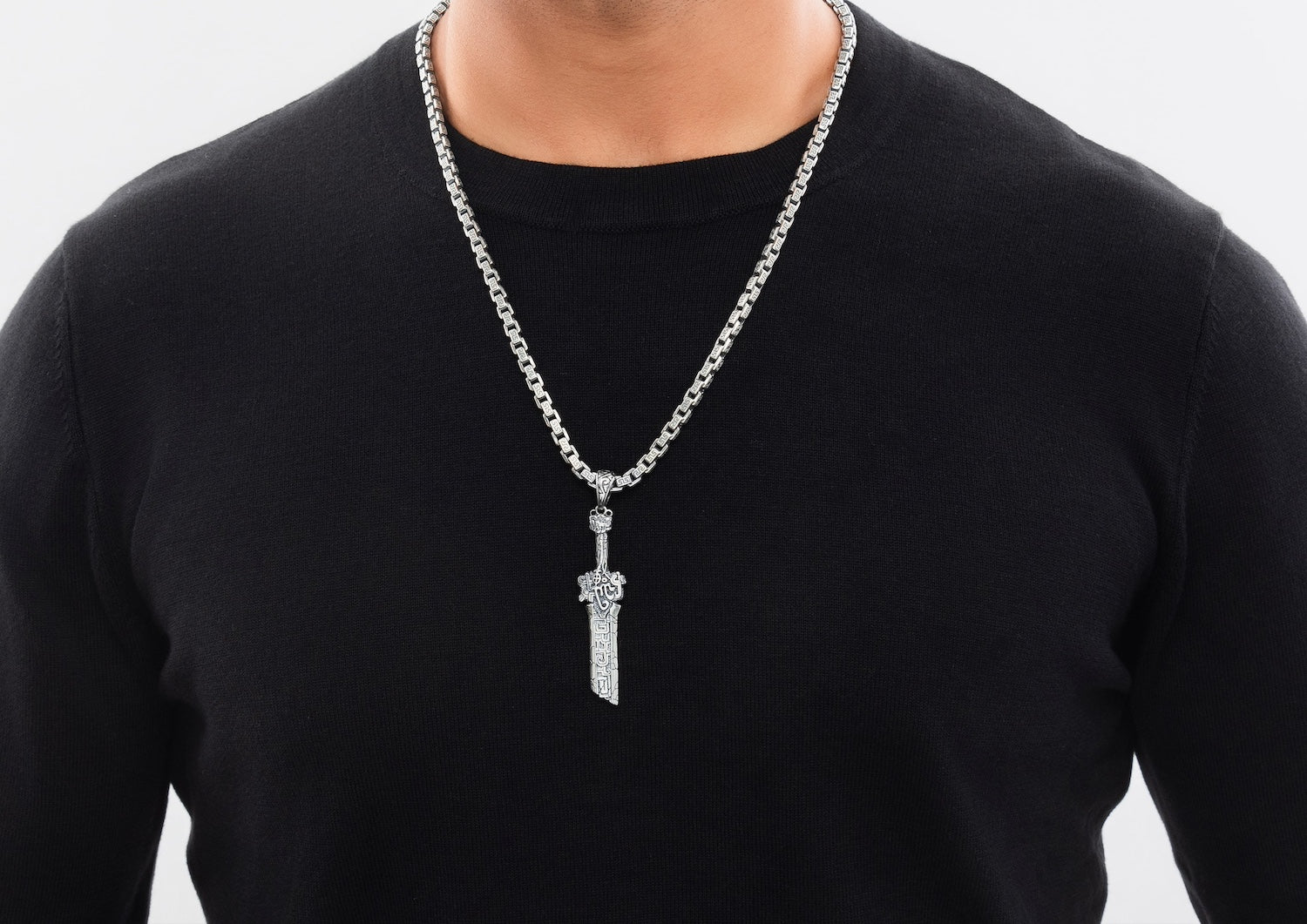Narsil Sword Oxidised Pendant For Men In Silver By Orionz Jewels